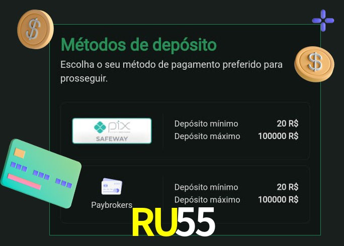 O cassino RU55 oferece uma grande variedade de métodos de pagamento